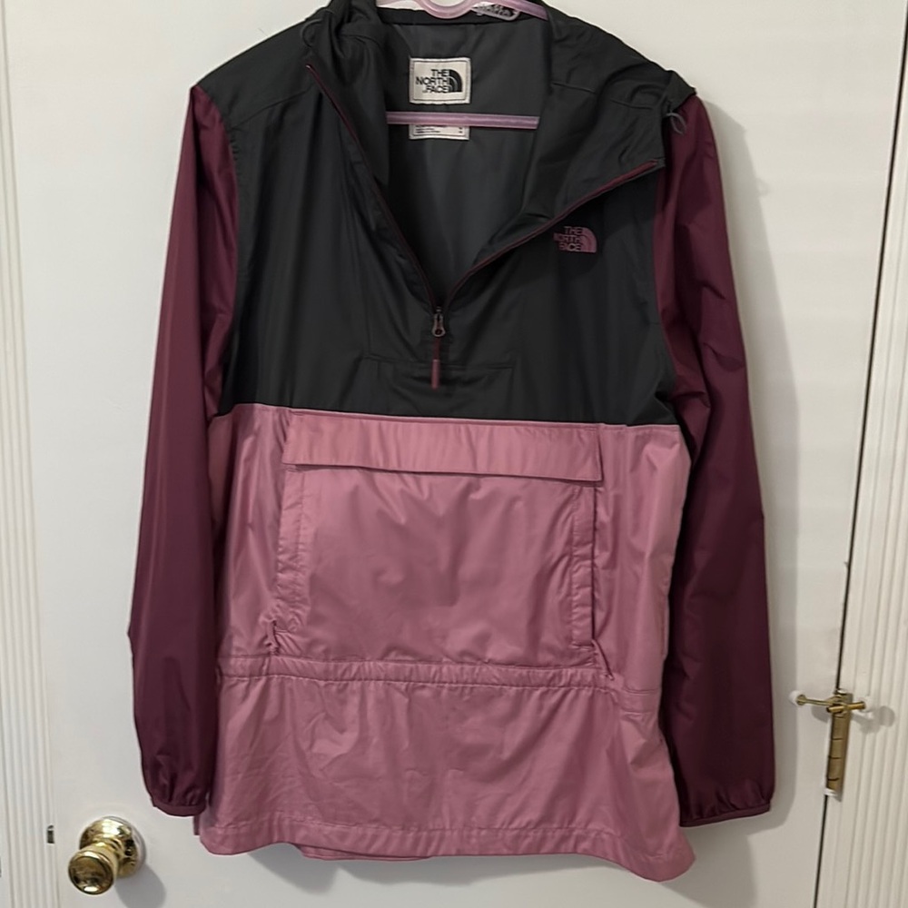 The North Face Pink and Black Hooded Pullover Windbreaker
